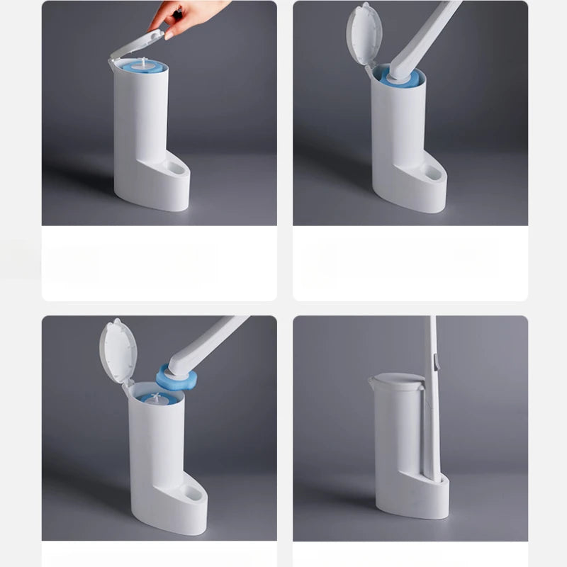 Wall-Mounted Disposable Toilet Brush Cleaner Kit (8/16 Refills)