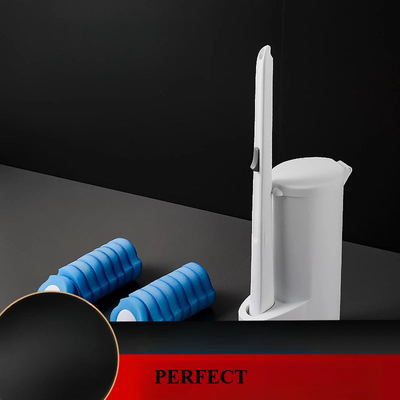 Wall-Mounted Disposable Toilet Brush Cleaner Kit (8/16 Refills)